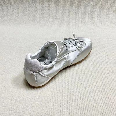 Women comfort silk shoes with cotton make silver color and low-cut