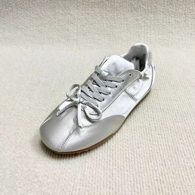 Women comfort silk shoes with cotton make silver color and low-cut