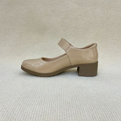 Spring Cream Closed Toe Heels Breathable Nude Thick Heels Luxury