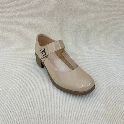 Spring Cream Closed Toe Heels Breathable Nude Thick Heels Luxury