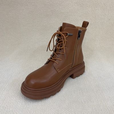 Anti Slip Brown Ankle Boots Women With Zip Ladies Brown Ankle Boots
