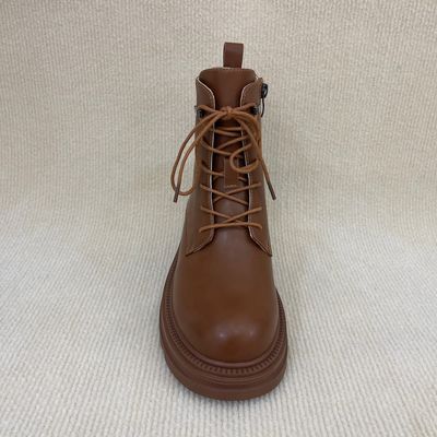 Anti Slip Brown Ankle Boots Women With Zip Ladies Brown Ankle Boots