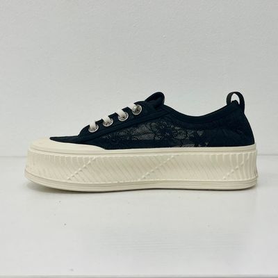 Mid Top Breathable Mesh Sneakers Black Womens Fashion Trainers