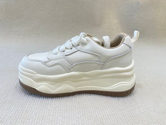 Heightening White Trainers Women Pigskin Insole Ladies Trainers