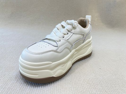 Heightening White Trainers Women Pigskin Insole Ladies Trainers