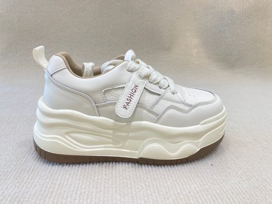 Heightening White Trainers Women Pigskin Insole Ladies Trainers
