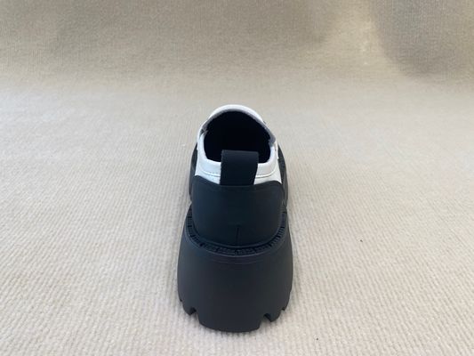Black White Thick Sole Loafers Womens British Style Thick Soled Leather Loafers