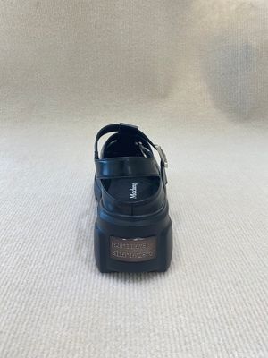 Belt Buckle Braided Black Platform Sandals Bowhead Hollow Out And Foam Outsole