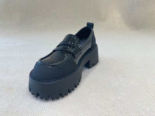 Ladies Thick Heel Mules Low Cut Bright Surface Womens Heeled Mules