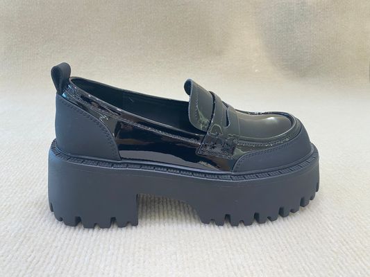 Ladies Thick Heel Mules Low Cut Bright Surface Womens Heeled Mules