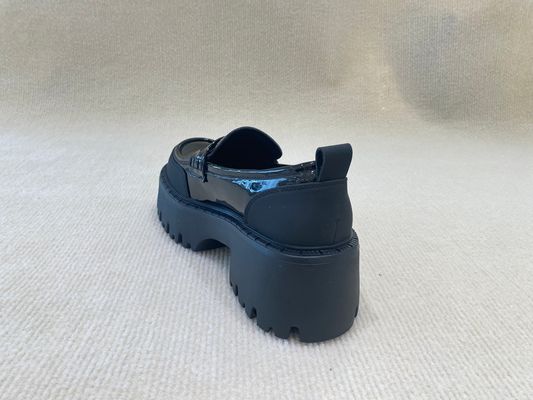 Ladies Thick Heel Mules Low Cut Bright Surface Womens Heeled Mules