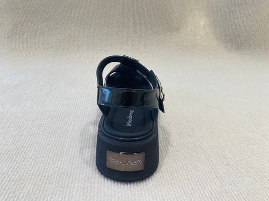 Fashion Black Velvet Platform Sandals Bright Surface Summer