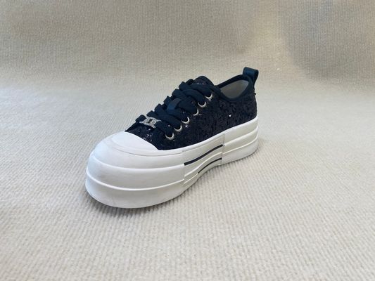 Comfort Casual Women'S Lace Up Platform Shoes With Sequins black