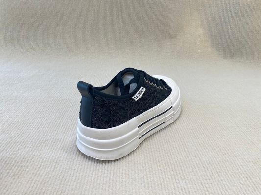 Comfort Casual Women'S Lace Up Platform Shoes With Sequins black