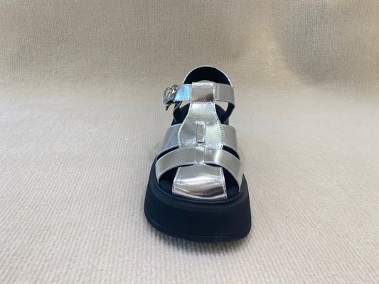 Velvet Upper Silver Flatform Sandals Thick Soled Platform Sport Sandals