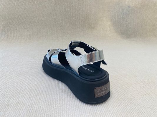 Velvet Upper Silver Flatform Sandals Thick Soled Platform Sport Sandals