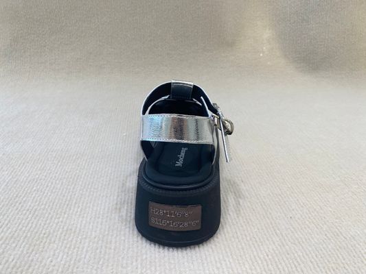 Velvet Upper Silver Flatform Sandals Thick Soled Platform Sport Sandals