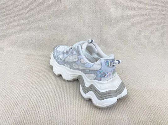 Silver Lace Pearl Women Sneakers Mesh Turbo Shoes Casual And Running