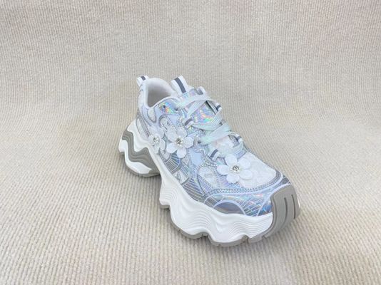 Silver Lace Pearl Women Sneakers Mesh Turbo Shoes Casual And Running