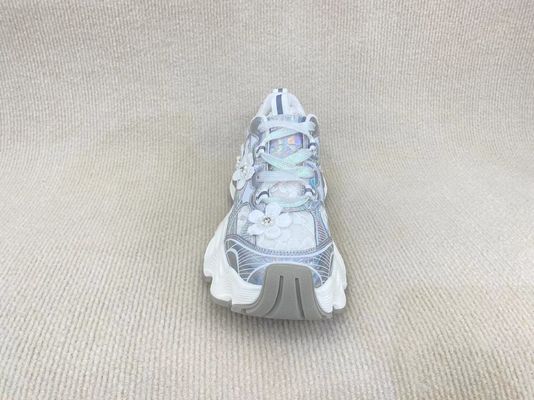 Silver Lace Pearl Women Sneakers Mesh Turbo Shoes Casual And Running