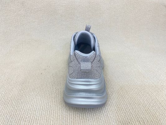 Women fashion sport shoes with bling rhinestone breathable upper grey black