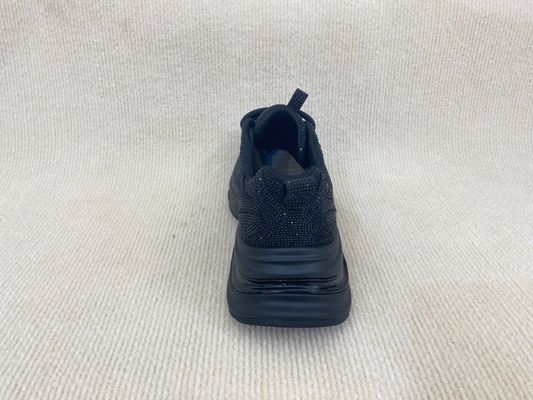 Comfort Black Rhinestone Sneakers Breathable Upper Blinged Out Sneakers