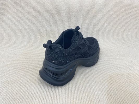 Comfort Black Rhinestone Sneakers Breathable Upper Blinged Out Sneakers