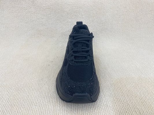 Comfort Black Rhinestone Sneakers Breathable Upper Blinged Out Sneakers