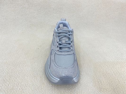 Women fashion walking shoes with bling rhinestone breathable upper grey
