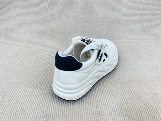 Fashion Microfiber White Platform Sneakers Women With Flat Heel And Creature Pattern