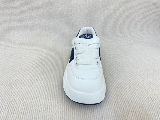Breathable Microfiber White Platform Trainers With Flat Heel And Lightweight