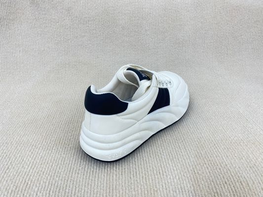 Breathable Microfiber White Platform Trainers With Flat Heel And Lightweight