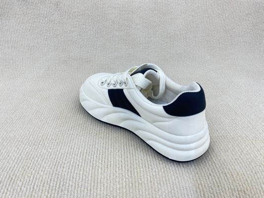 Breathable Microfiber White Platform Trainers With Flat Heel And Lightweight