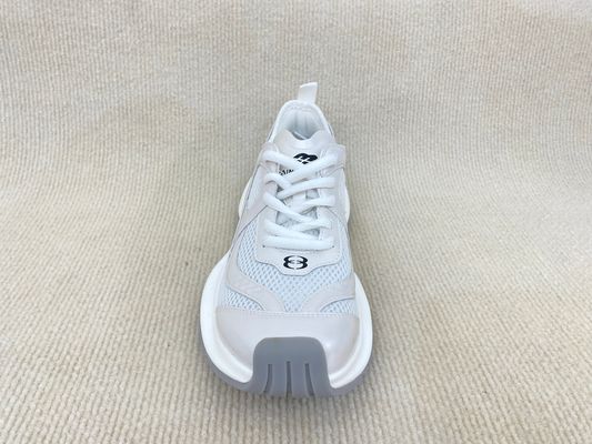 White Crossover Strap Sport Shoes Comfort Heightening Women Sneakers