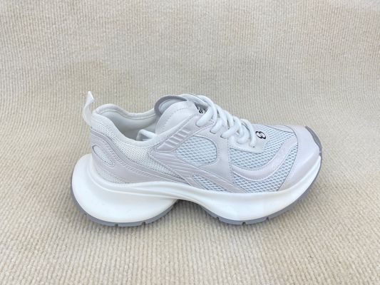 White Crossover Strap Sport Shoes Comfort Heightening Women Sneakers