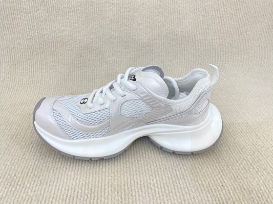 White Crossover Strap Sport Shoes Comfort Heightening Women Sneakers