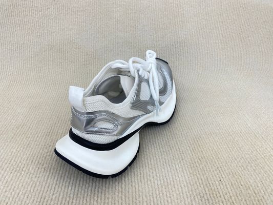 Women grey crossover strap running shoes with comfort breathable mesh upper and heightening