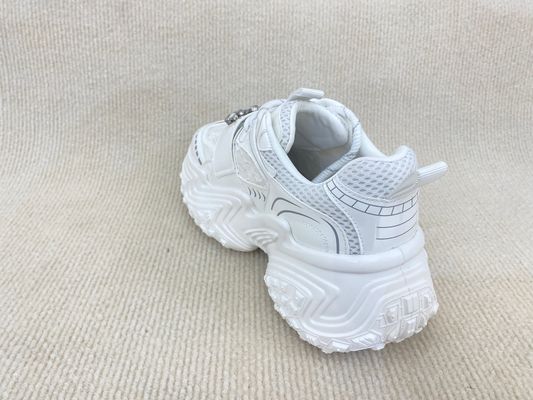 Women white flat fashion sneakers with paillette crystal breathable mesh and low cut