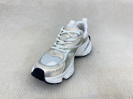 PU Outsole Women Gold Sneakers UK 2.5 - UK 7.5 Size White And Gold Sneakers
