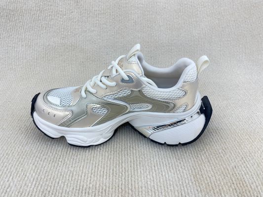 PU Outsole Women Gold Sneakers UK 2.5 - UK 7.5 Size White And Gold Sneakers