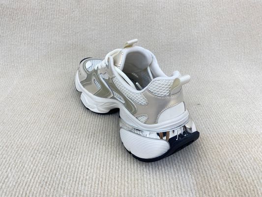 PU Outsole Women Gold Sneakers UK 2.5 - UK 7.5 Size White And Gold Sneakers