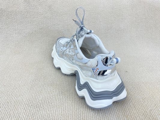 Heightening Silver Casual Sneakers Thick Bottom Soft Comfortable Trainers