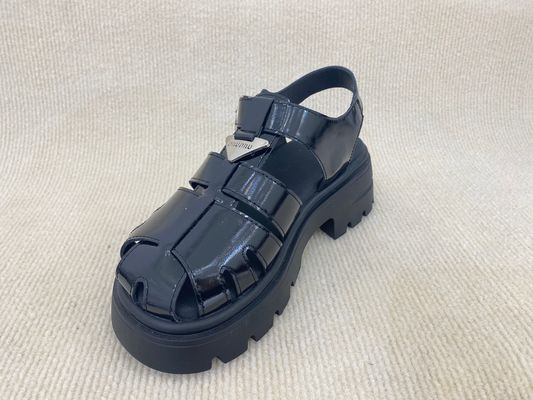 TPR Womens Silver Platform Sandals With Thick Soled And Cover Head