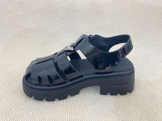 TPR Womens Silver Platform Sandals With Thick Soled And Cover Head