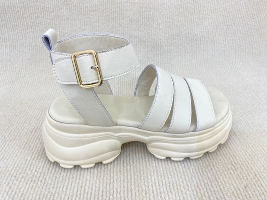 Breathable Microfiber Summer Sandals PU White Sandals For Women