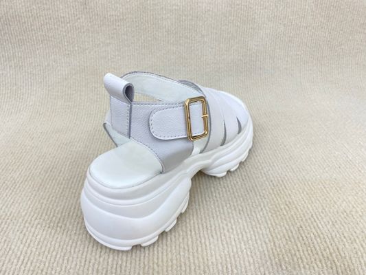 Heightening White Platform Sandals With Line Belt For Beach Open Toe