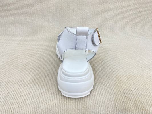 Heightening White Platform Sandals With Line Belt For Beach Open Toe