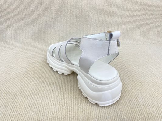 Heightening White Platform Sandals With Line Belt For Beach Open Toe