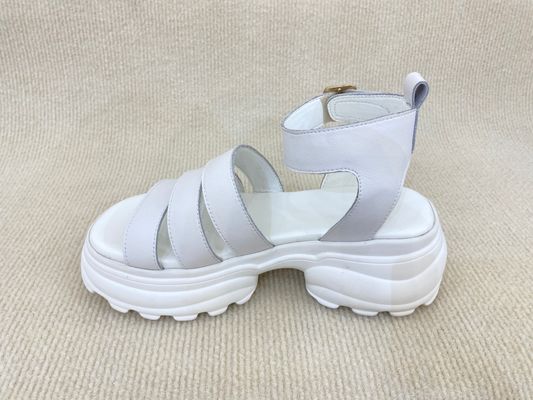 Heightening White Platform Sandals With Line Belt For Beach Open Toe