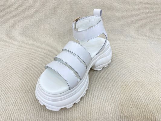 Heightening White Platform Sandals With Line Belt For Beach Open Toe